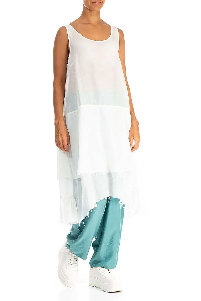 Ruffled Layered Turquoise Silk Cotton Tunic