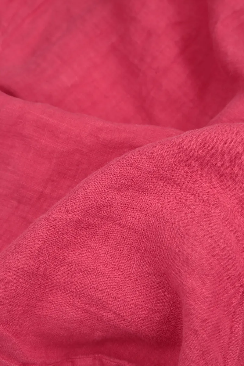 Ruffled Raspberry Gauze Linen Blouse