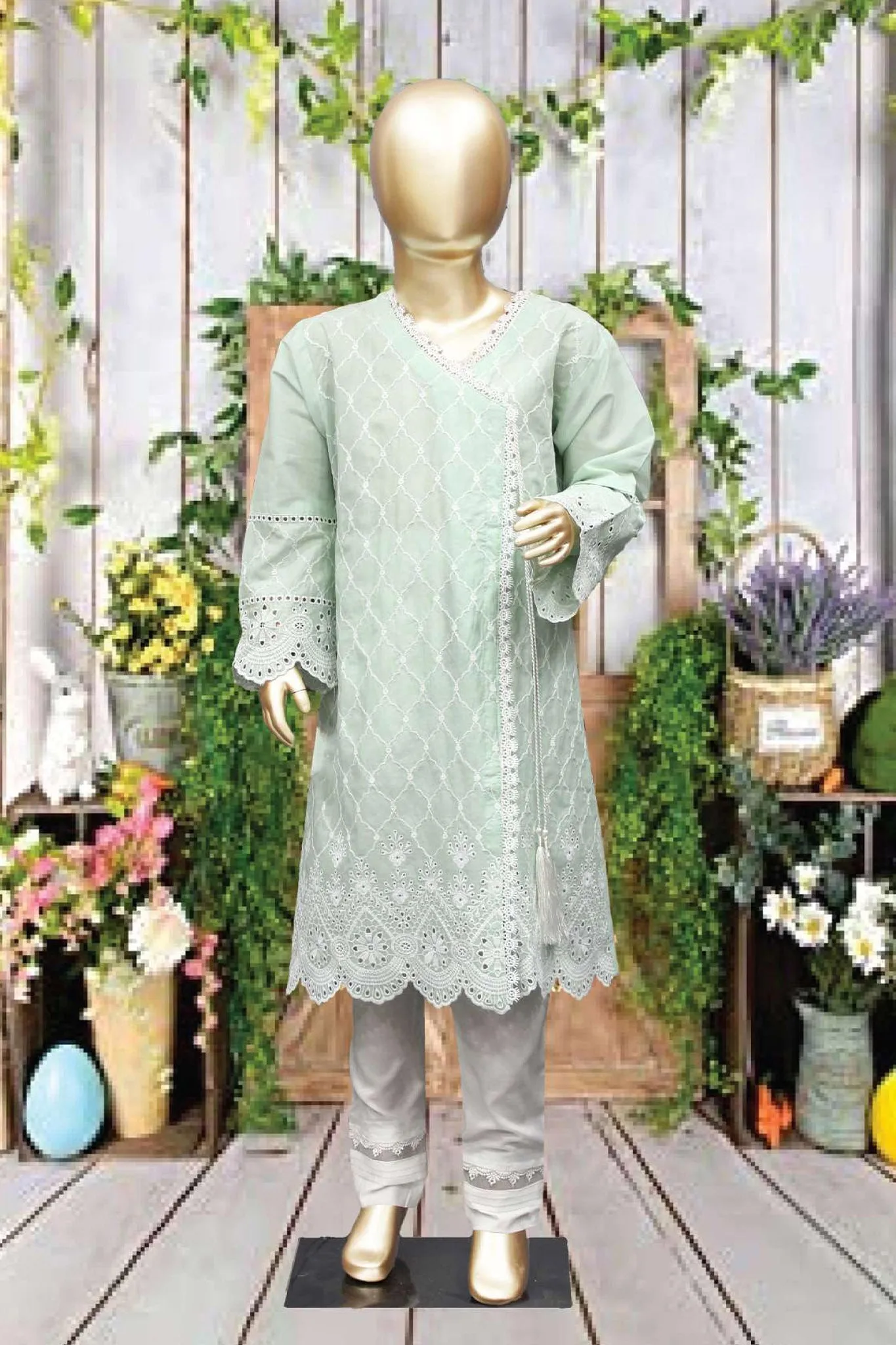 Shomi Stitched Chikankari Kids Shirts Collection'2022-SD-13-Ferozi