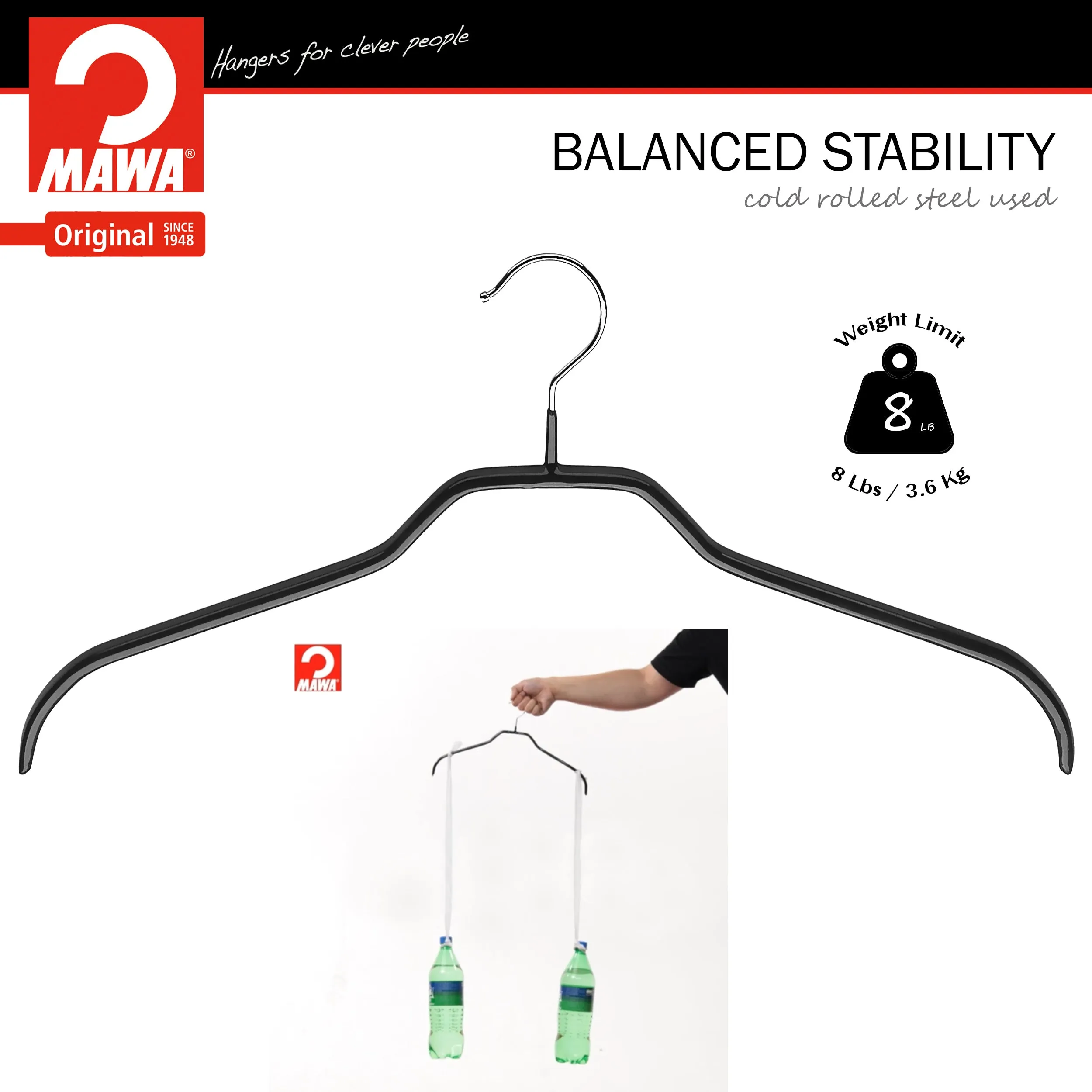Silhouette Shirt Hanger, Narrow Version, 36F, Black