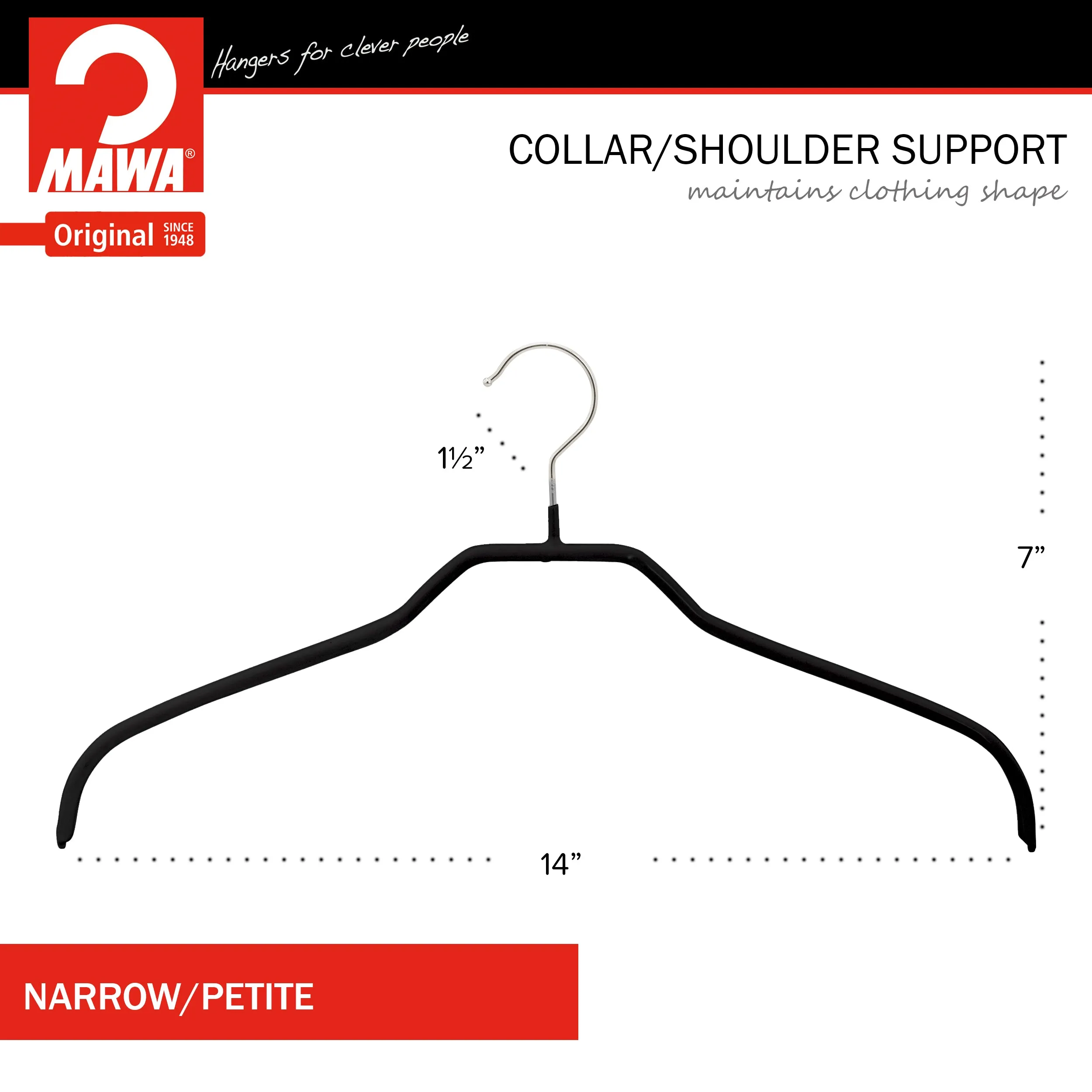 Silhouette Shirt Hanger, Narrow Version, 36F, Black