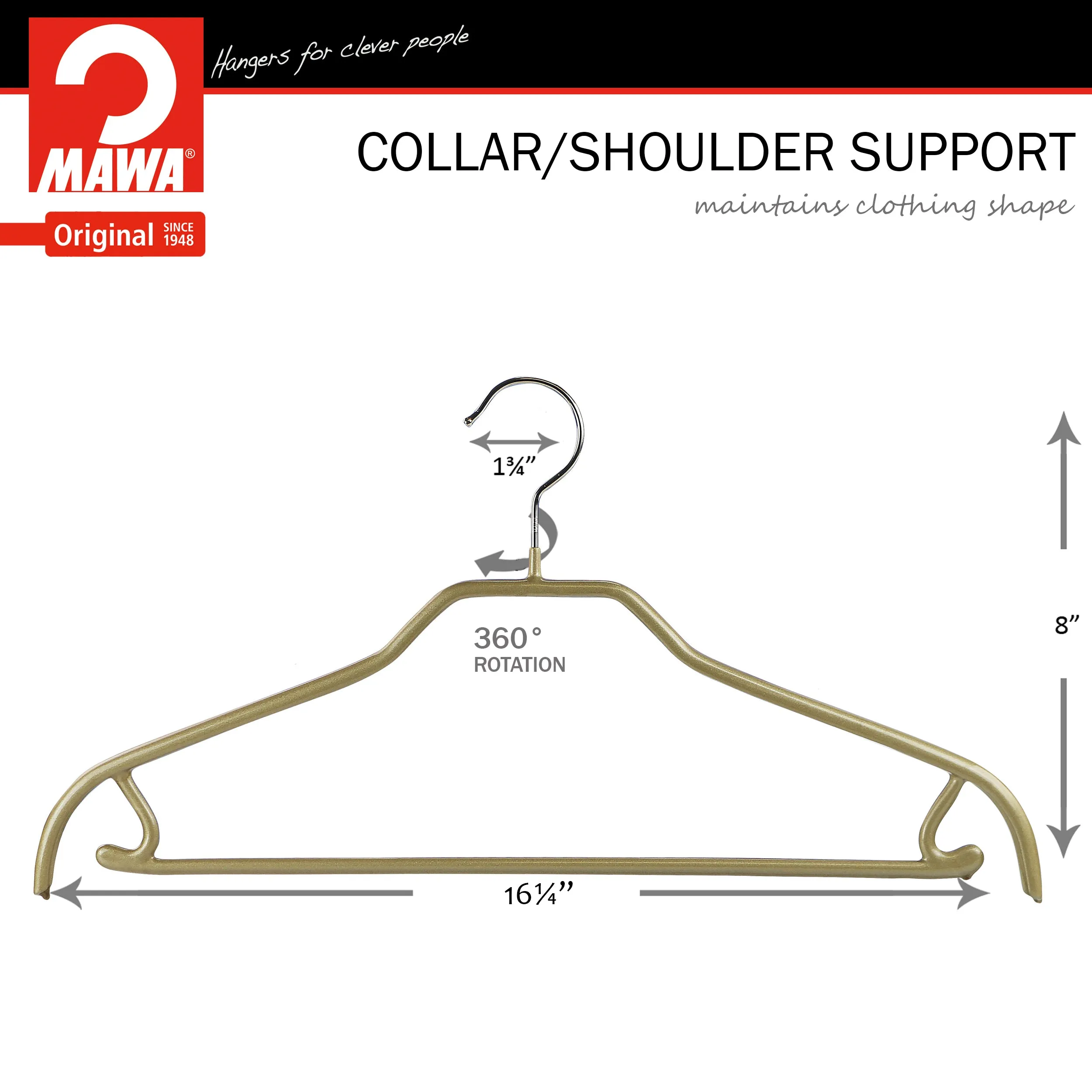 Silhouette Shirt Hanger with Bar & Hook, 41-FRS, Gold