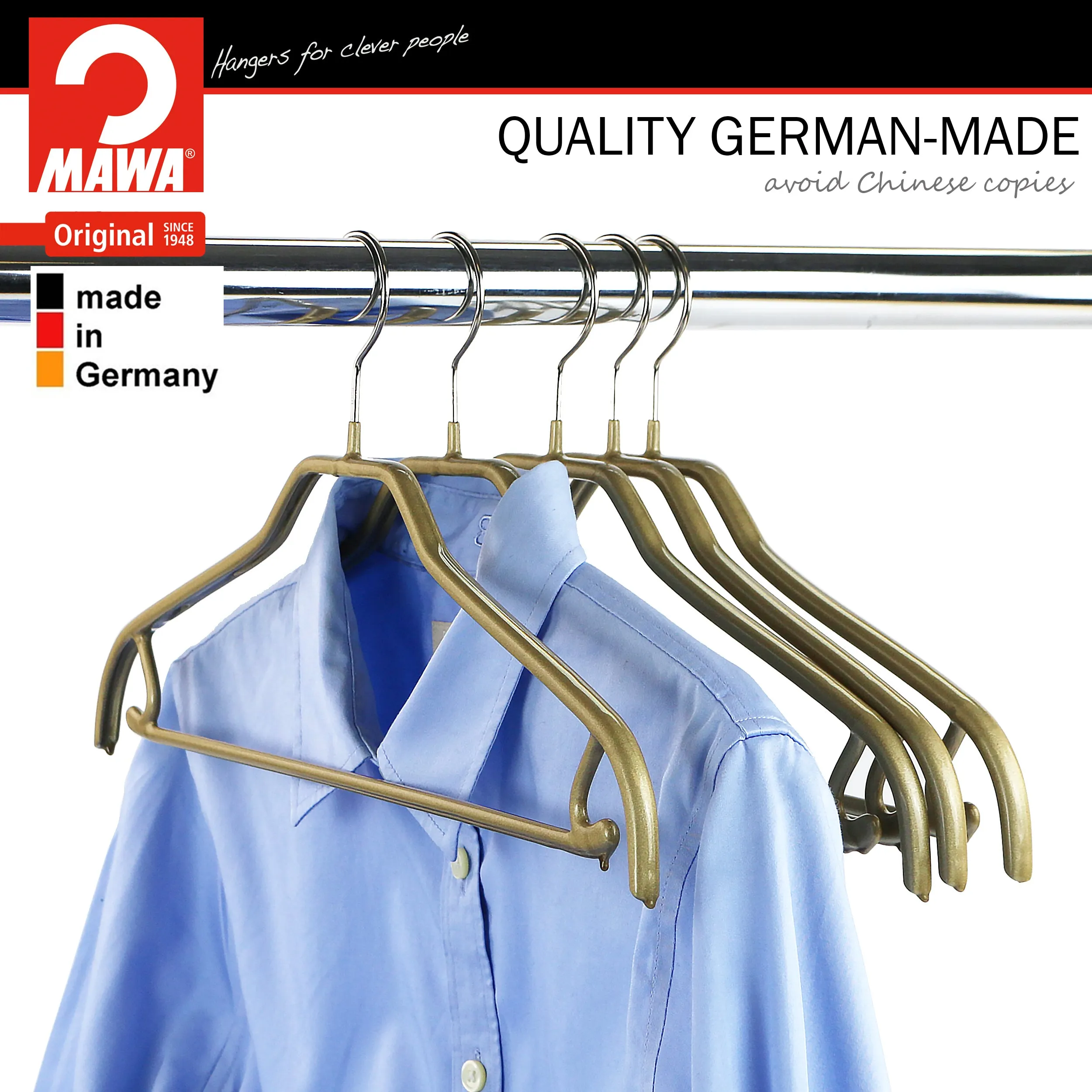 Silhouette Shirt Hanger with Bar & Hook, 41-FRS, Gold
