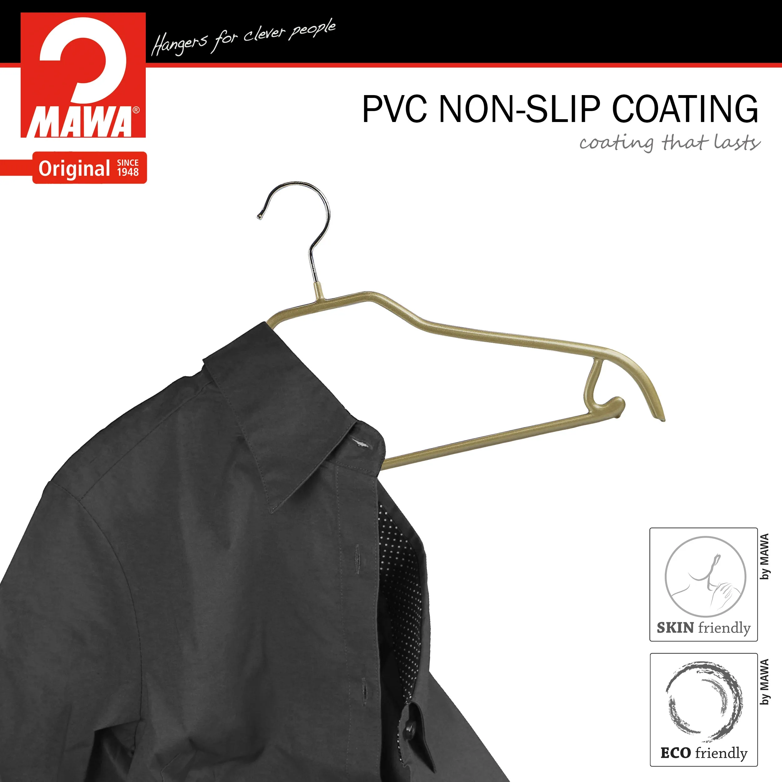 Silhouette Shirt Hanger with Bar & Hook, 41-FRS, Gold