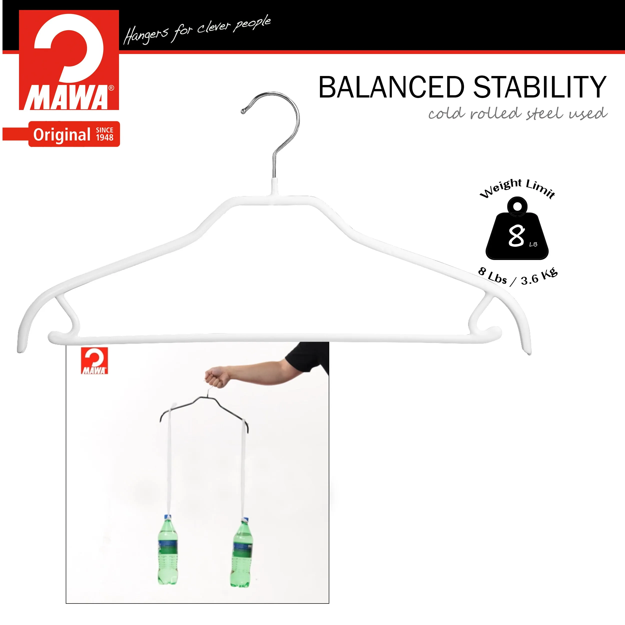 Silhouette Shirt Hanger with Bar & Hook, 41FRS, White