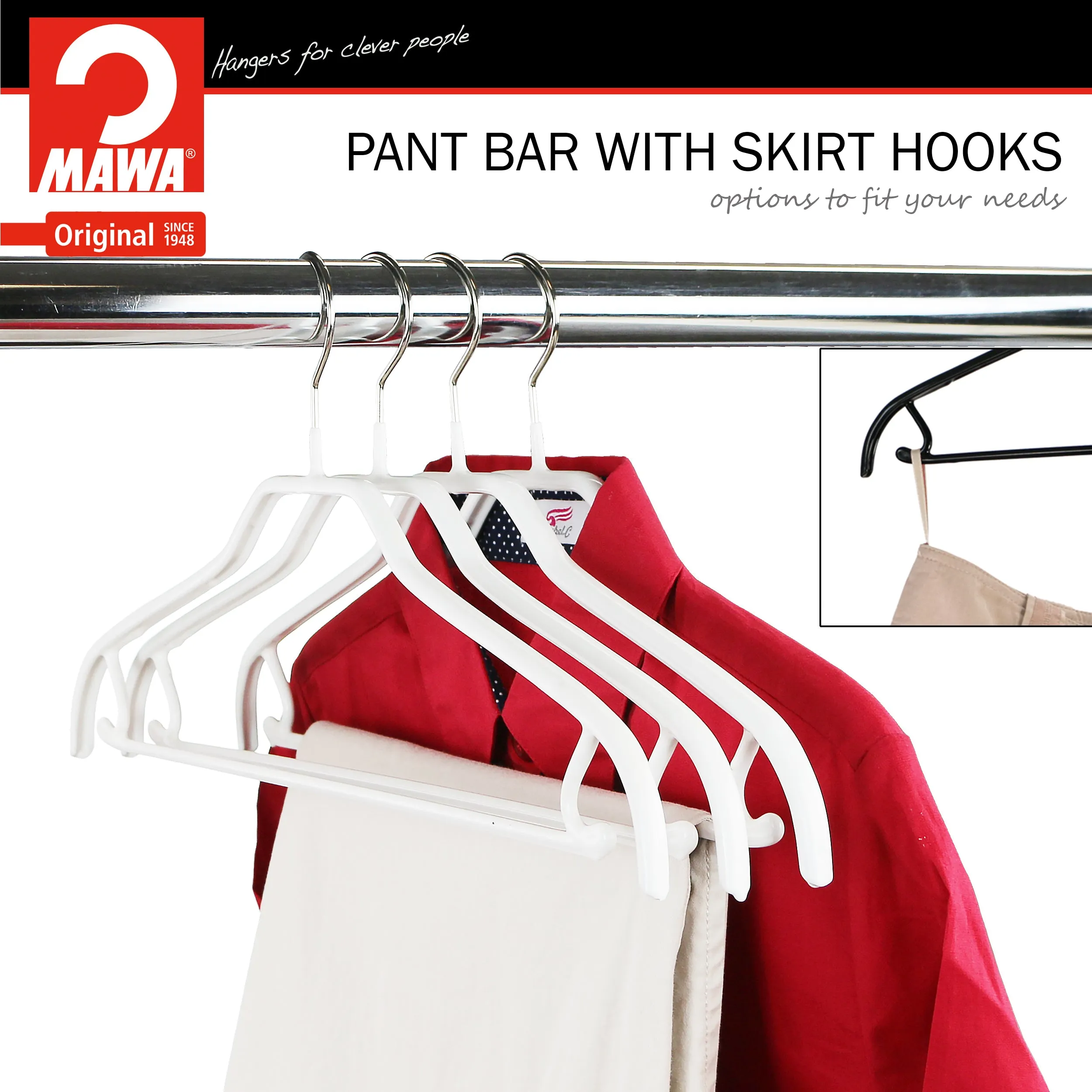 Silhouette Shirt Hanger with Bar & Hook, 41FRS, White
