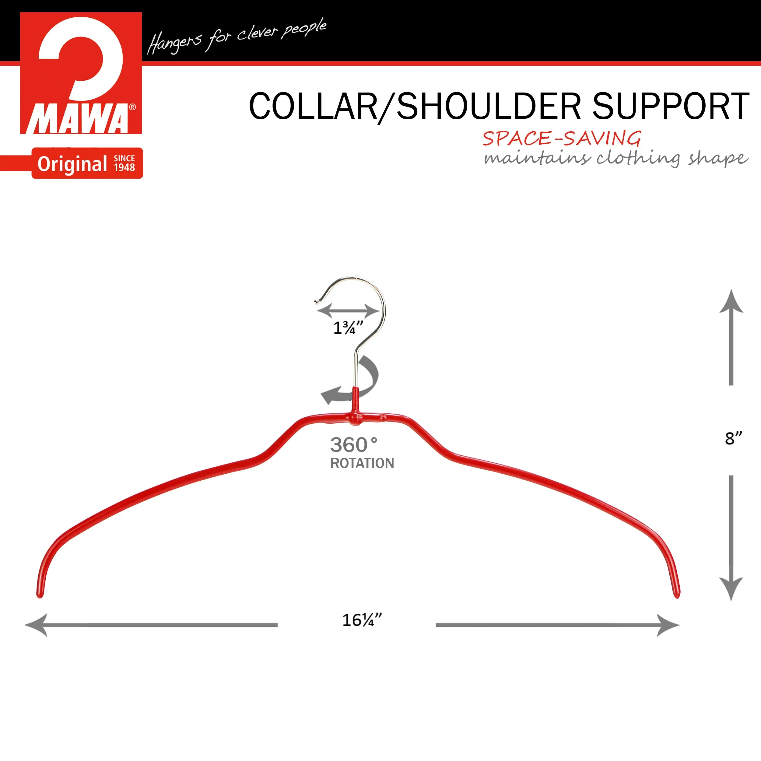 Silhouette Space-Saving Shirt Hanger, 42FT, Red