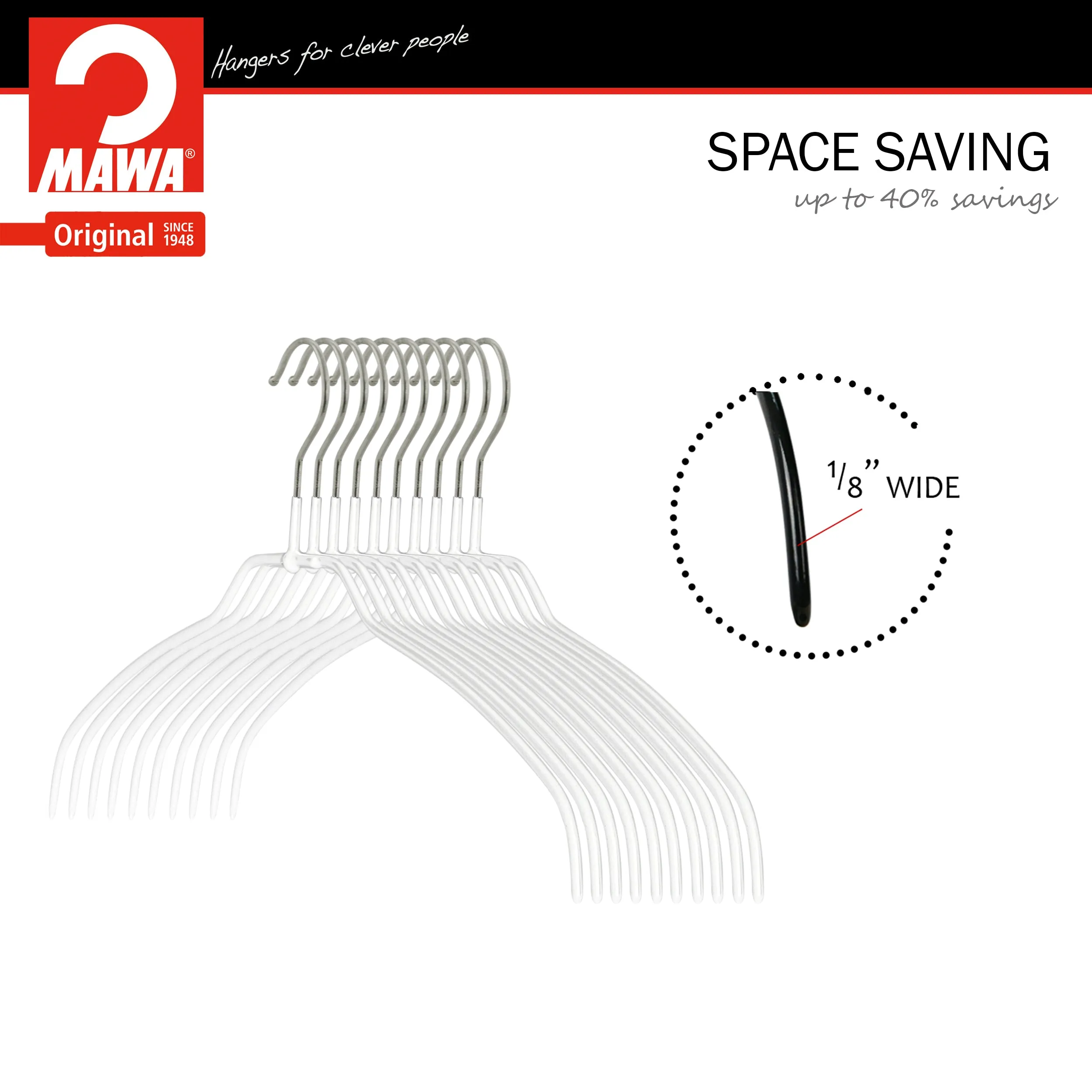 Silhouette Space-Saving Shirt Hanger, 42FT, White