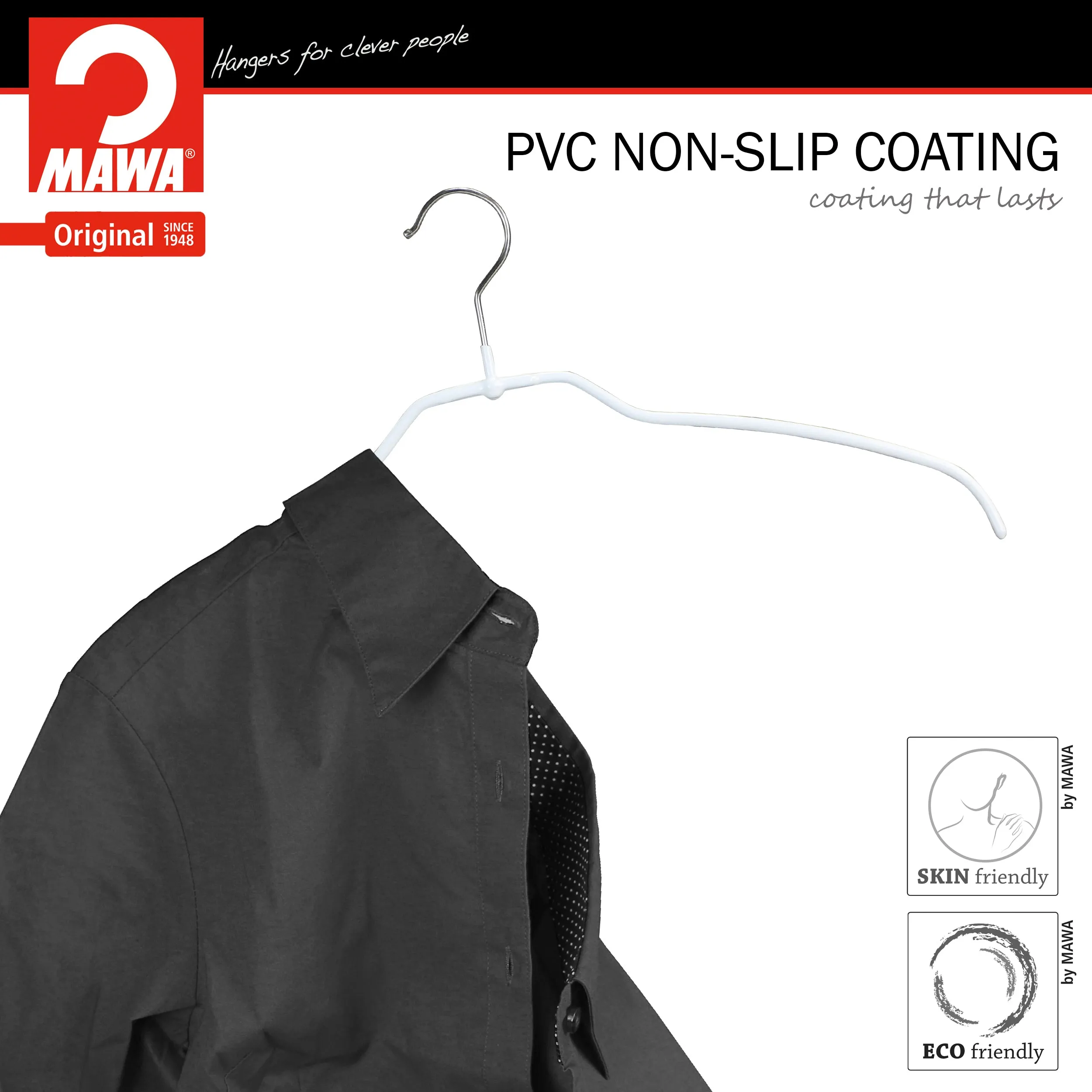 Silhouette Space-Saving Shirt Hanger, 42FT, White