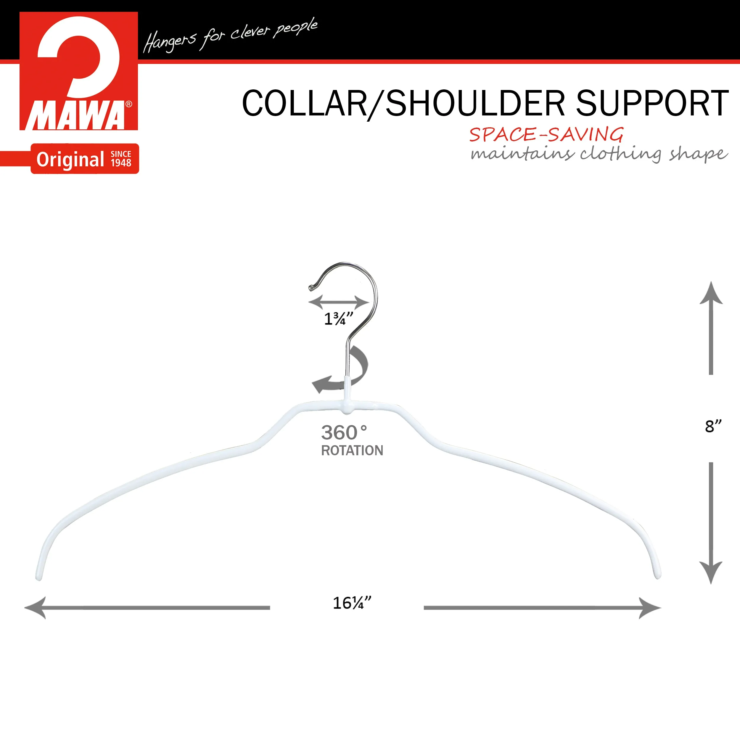 Silhouette Space-Saving Shirt Hanger, 42FT, White