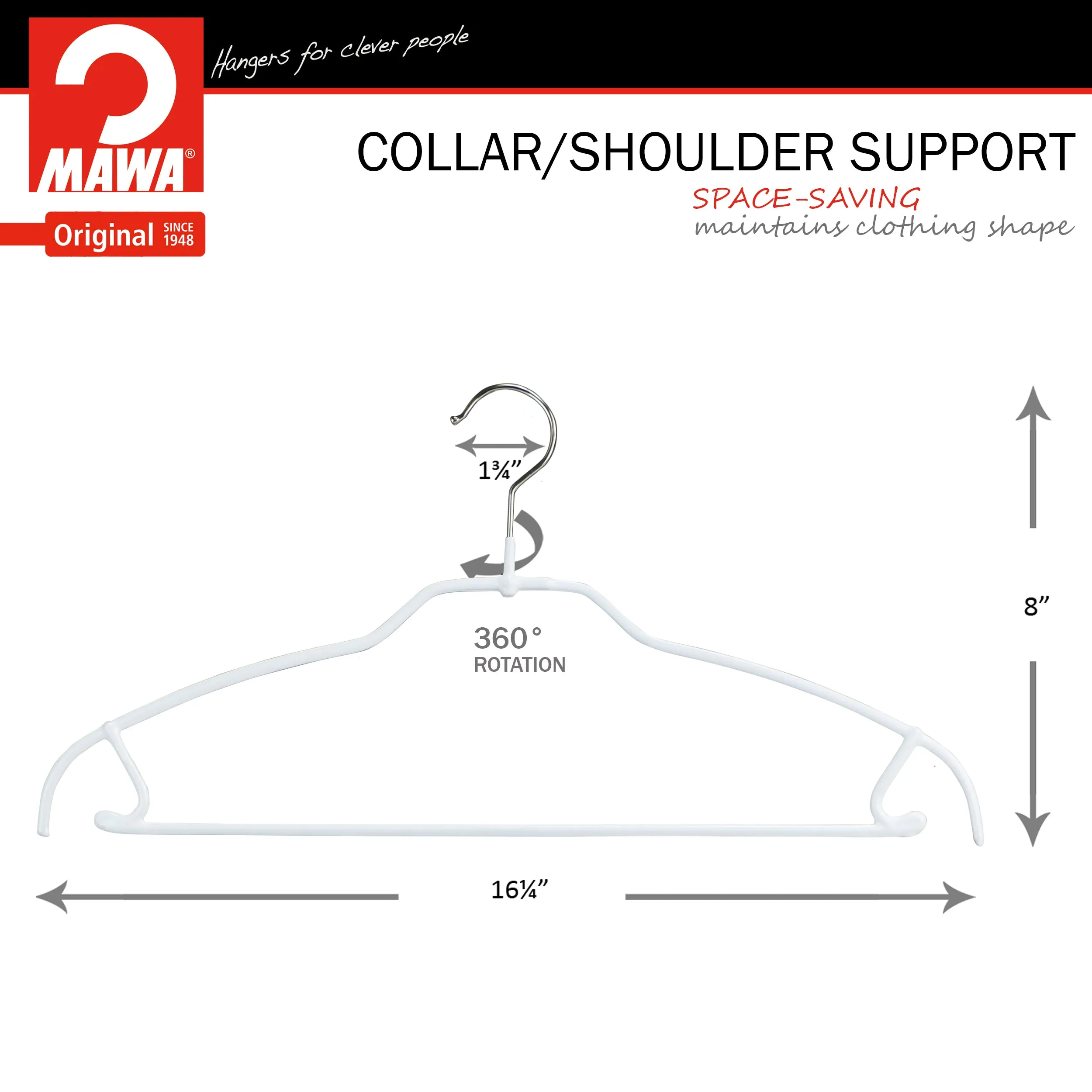 Silhouette Space-Saving Shirt with Pant Bar & Skirt Hooks, 42FTU, White