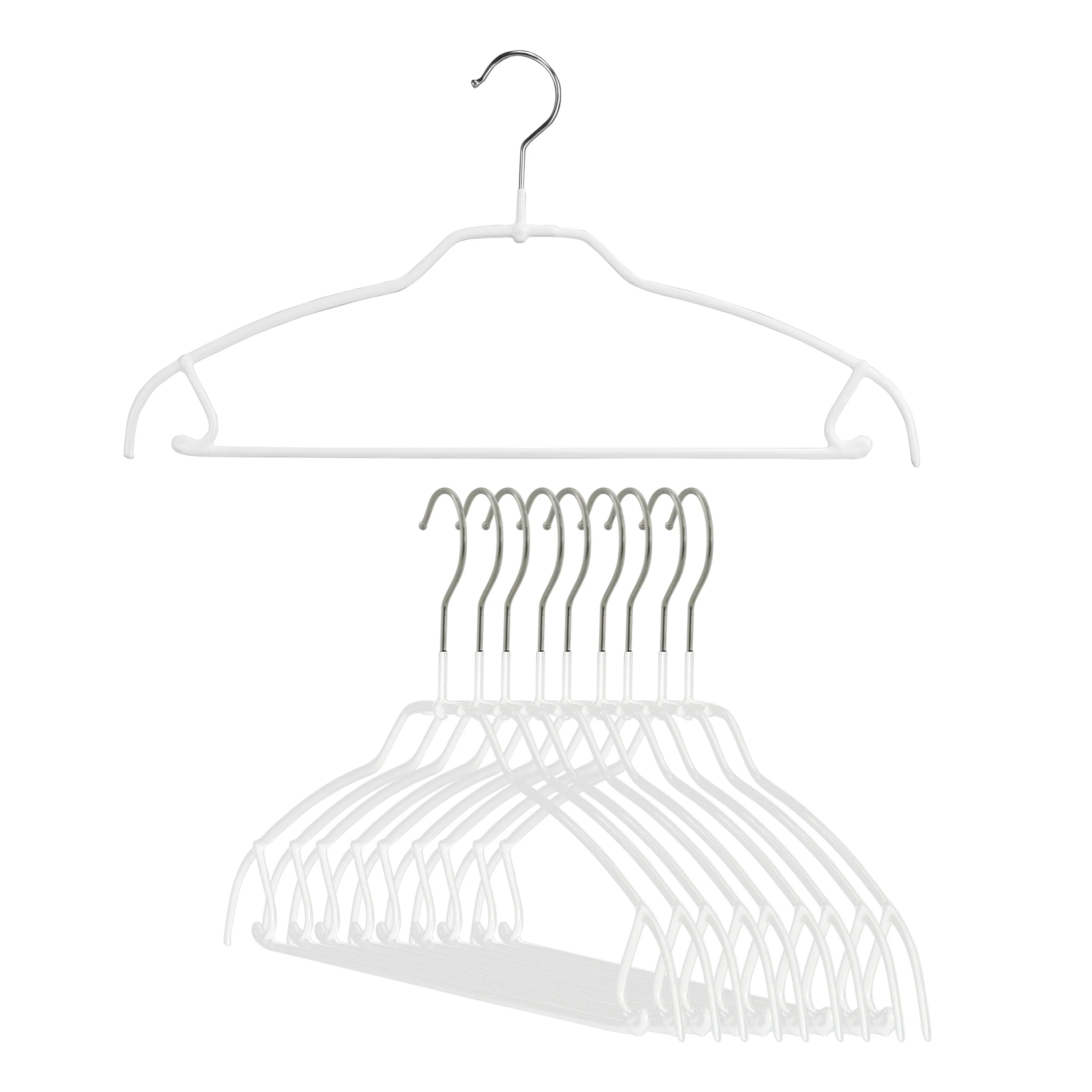 Silhouette Space-Saving Shirt with Pant Bar & Skirt Hooks, 42FTU, White