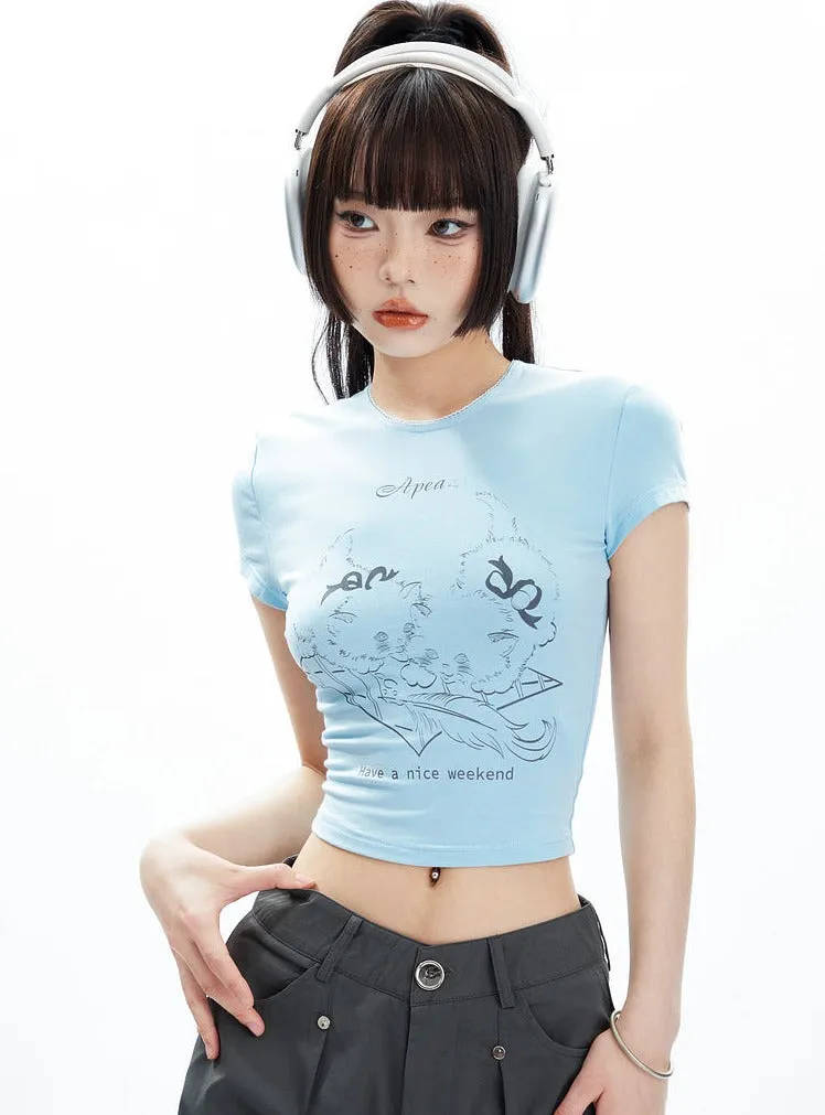 Sky Cheer Weekend Crop Tee