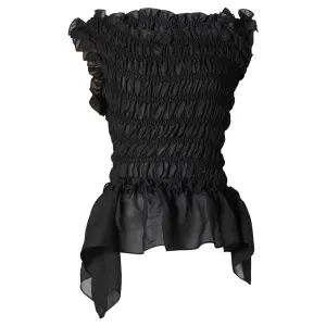 SMOCKING OFF SHOULDER TOP / BLACK