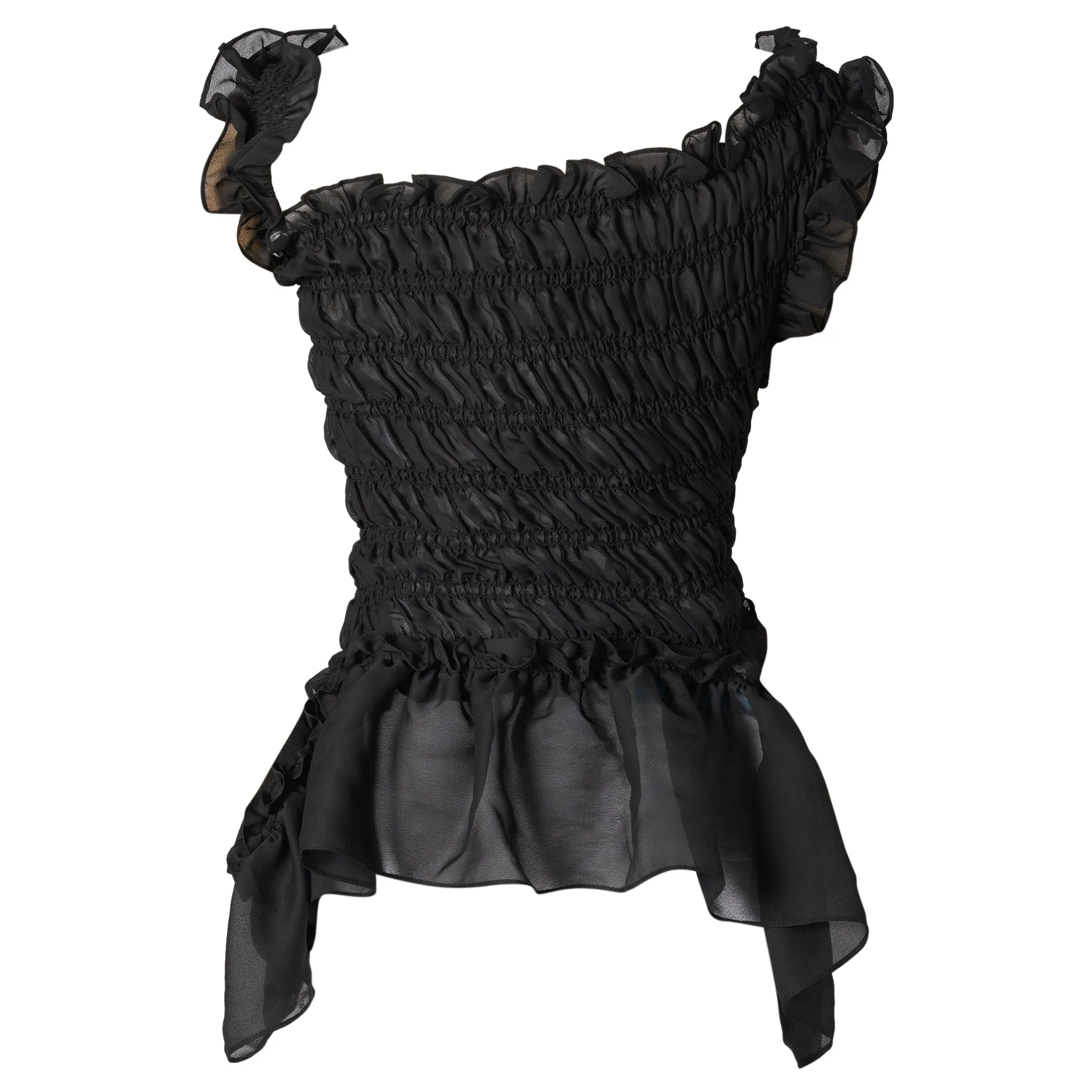 SMOCKING OFF SHOULDER TOP / BLACK
