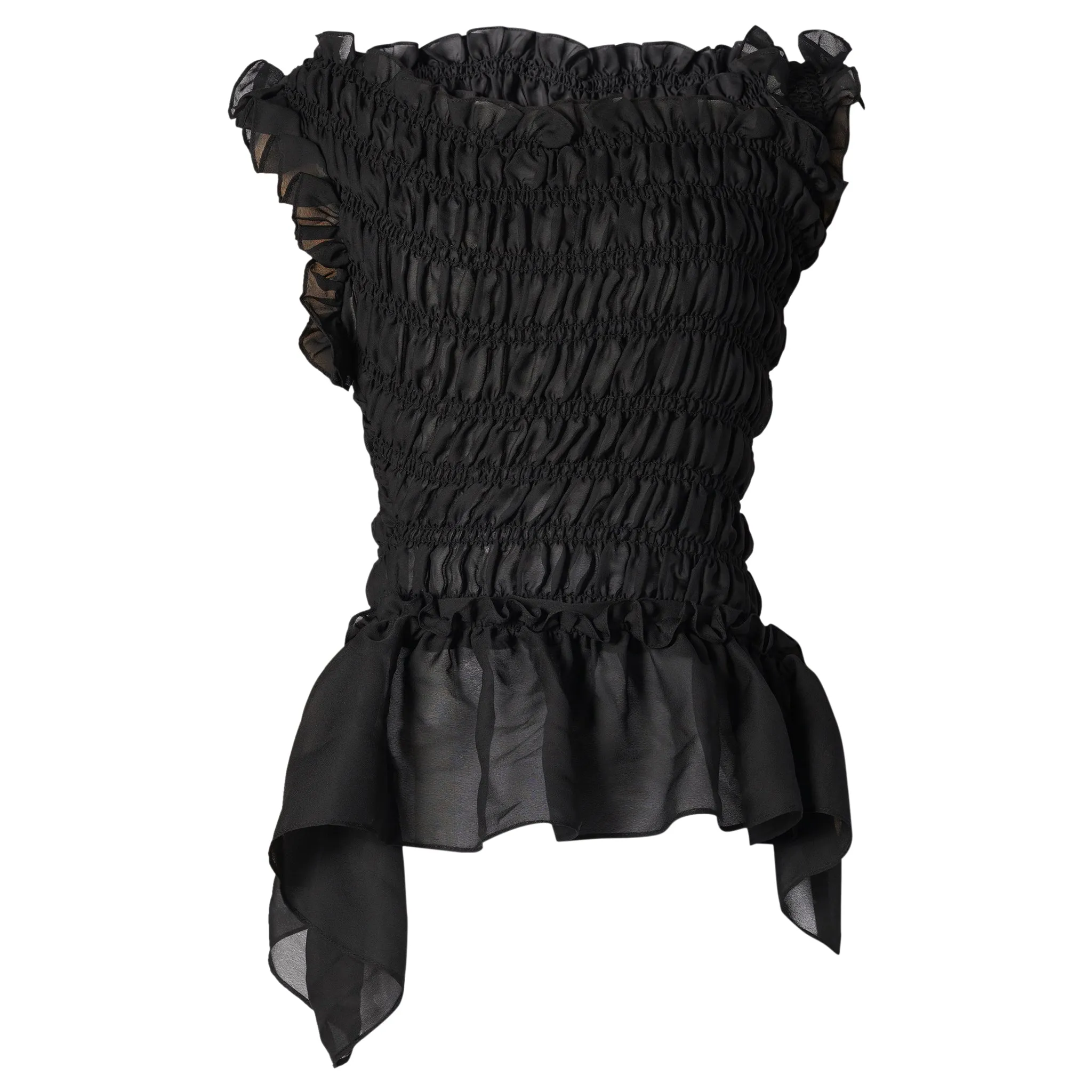 SMOCKING OFF SHOULDER TOP / BLACK