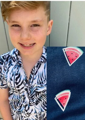 The Boy's Casual Shirt - Watermelon Hope (Navy)