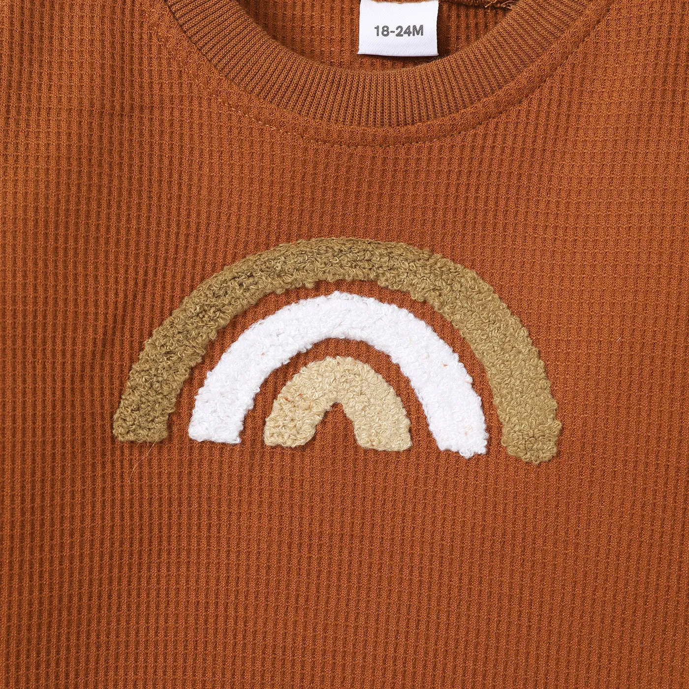 Toddler Girl/Boy Rainbow Embroidered Waffle Sweatshirt