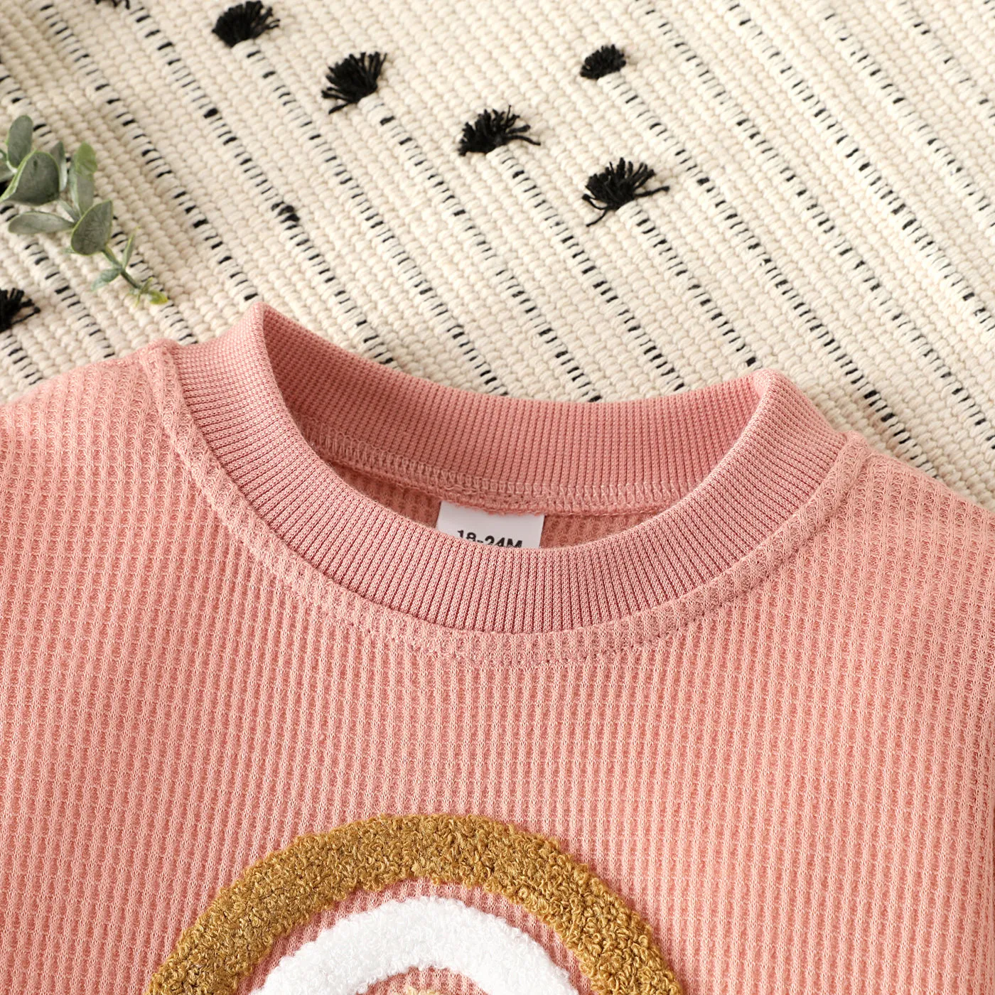 Toddler Girl/Boy Rainbow Embroidered Waffle Sweatshirt