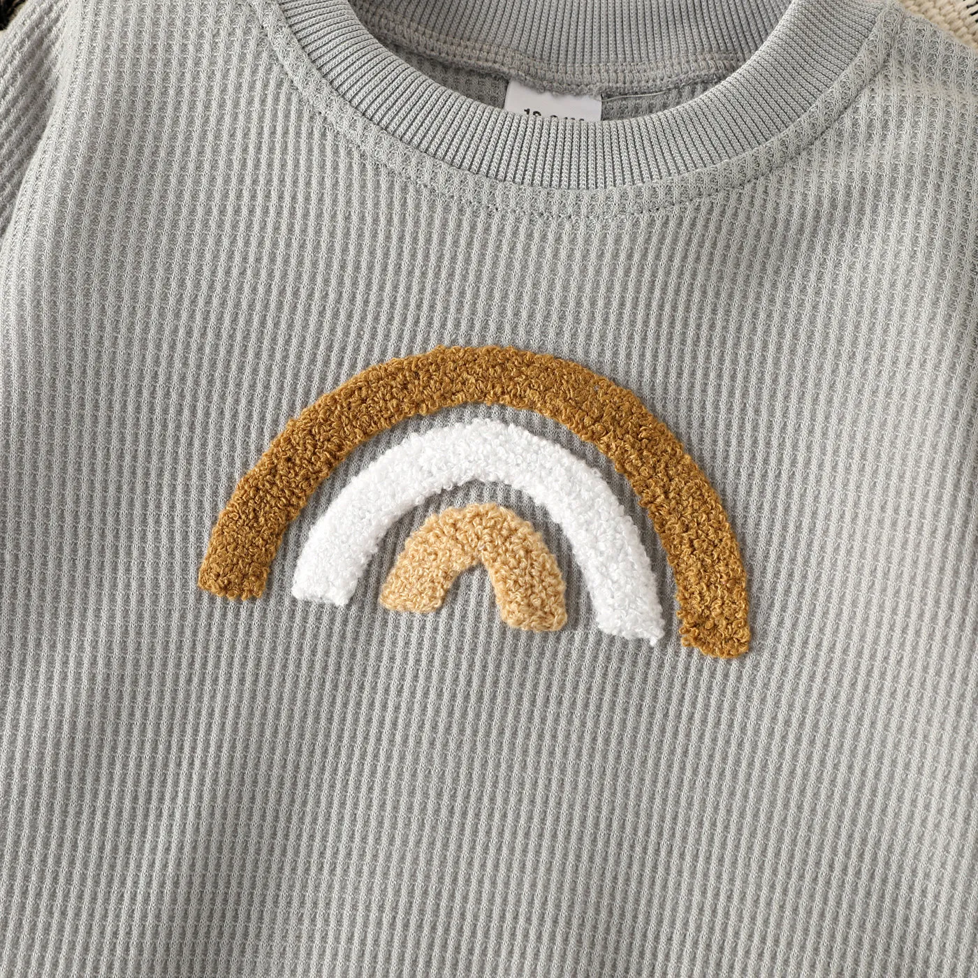 Toddler Girl/Boy Rainbow Embroidered Waffle Sweatshirt