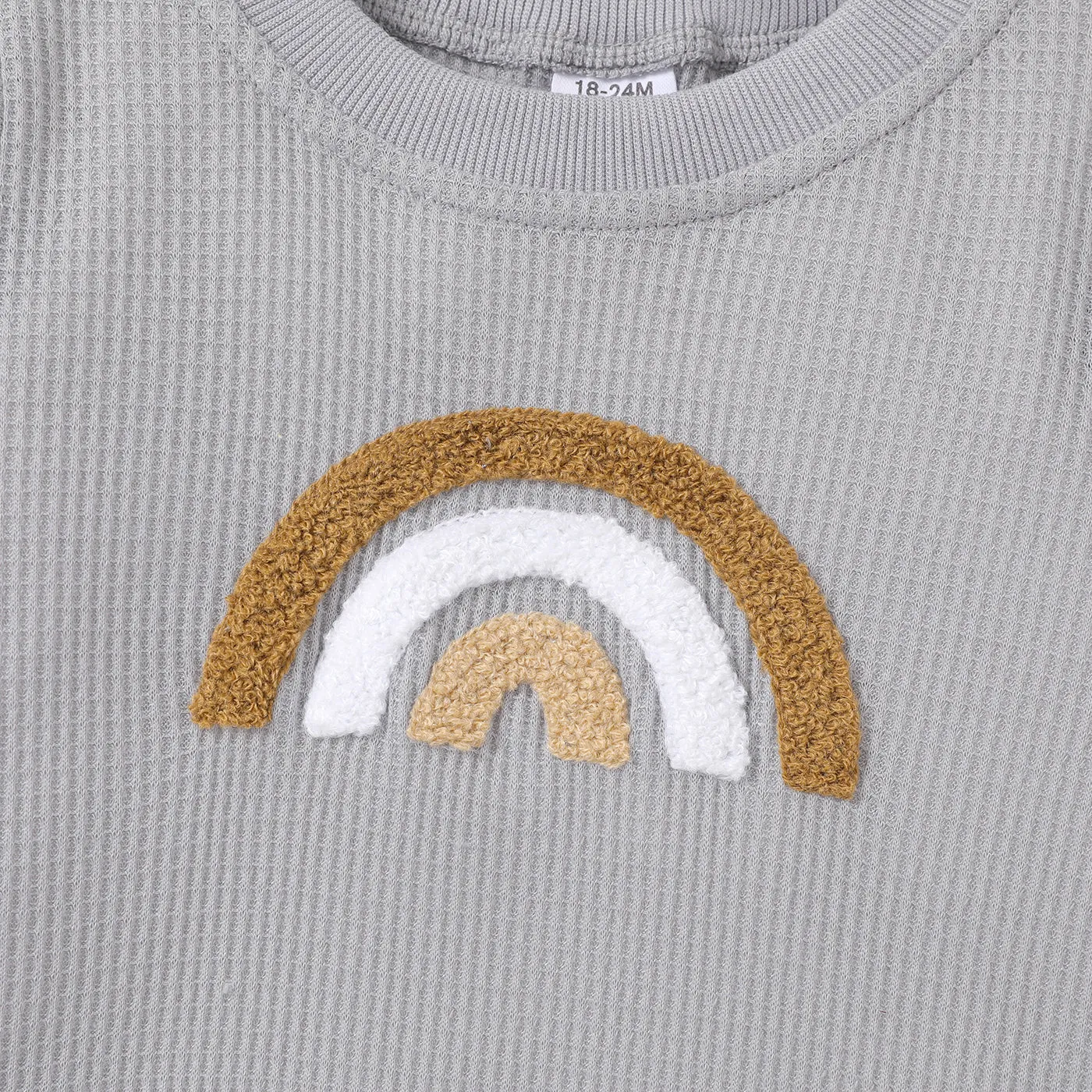 Toddler Girl/Boy Rainbow Embroidered Waffle Sweatshirt
