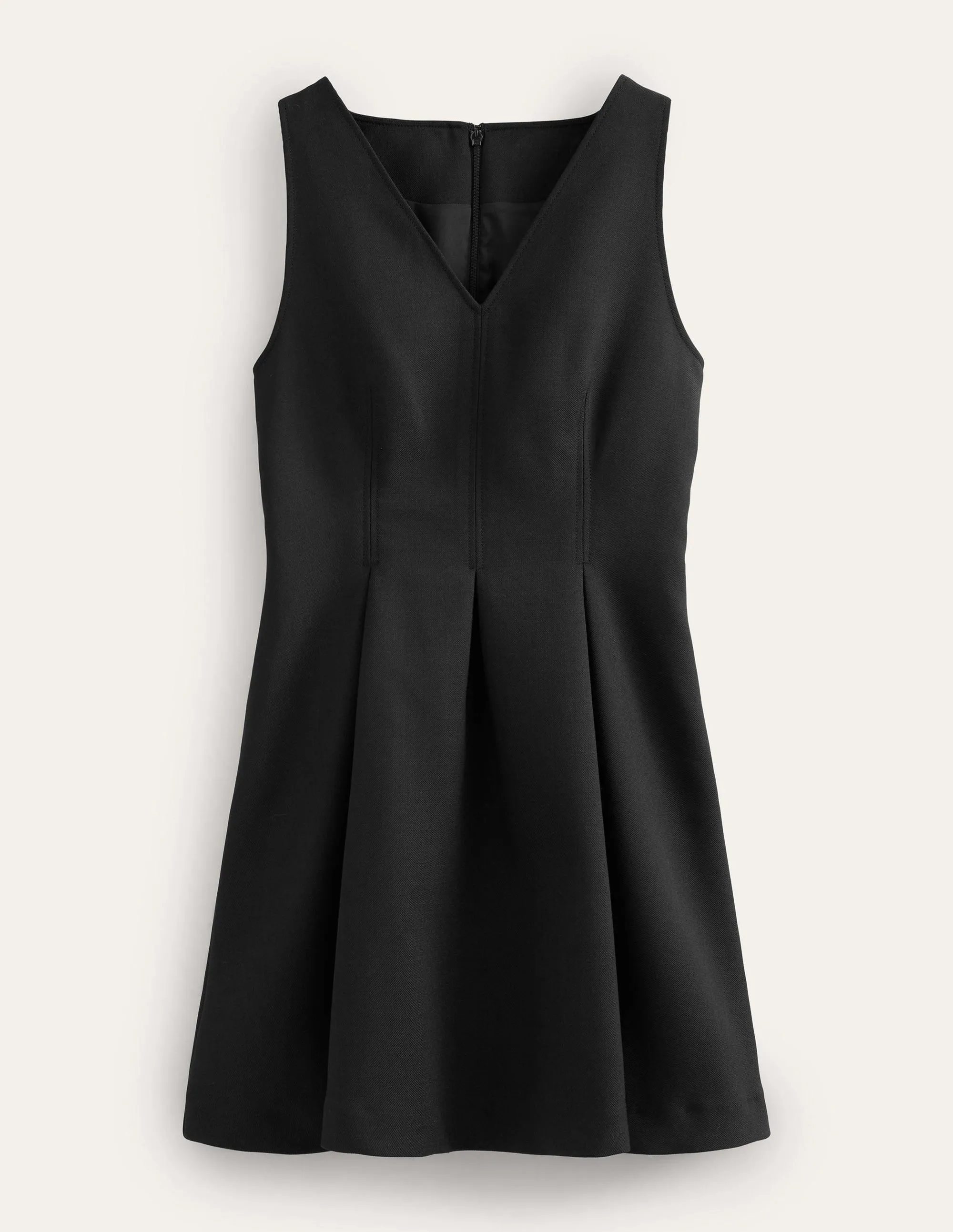 V-Neck Skater Mini Dress-Black