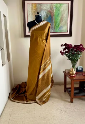 VASANTIKA - OCHRE SILK SAREE WITH PHODA TECHNIQUE WORK