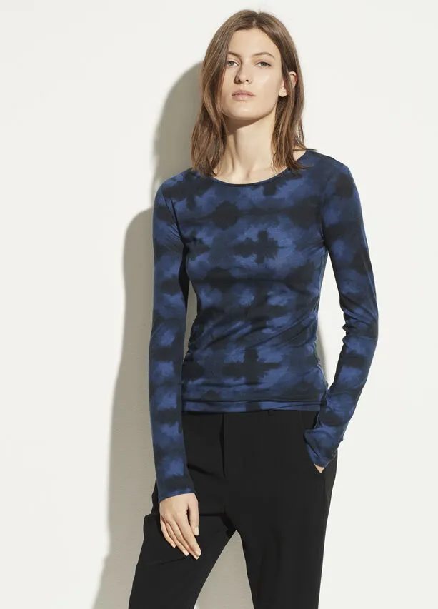 Vince - Tie Dye Long Sleeve Crew Top in Hydra