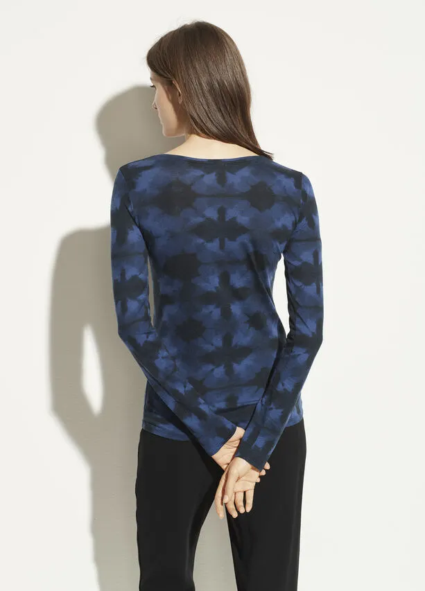 Vince - Tie Dye Long Sleeve Crew Top in Hydra