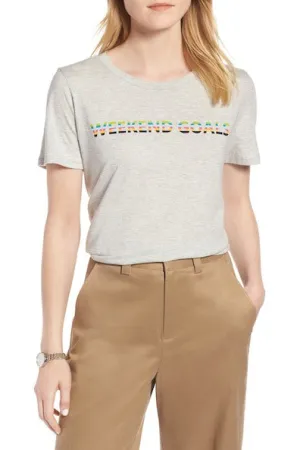 Weekend Goals Rainbow Graphic Baby-Tee For Women
