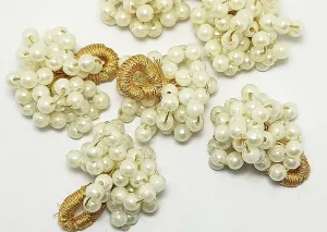 White Pearl Plastic Beads With Golden Zari Thread Latkan