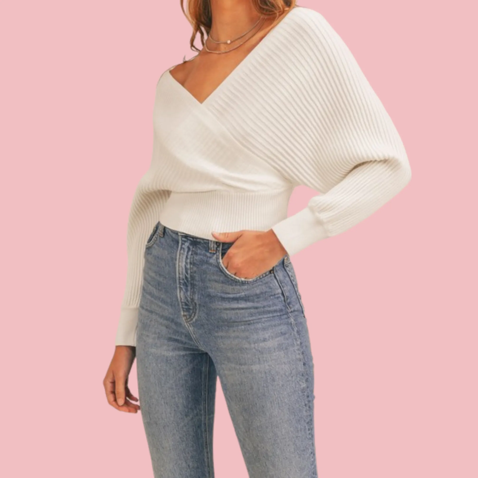 WIDE SHOULDER SWEATER TOP