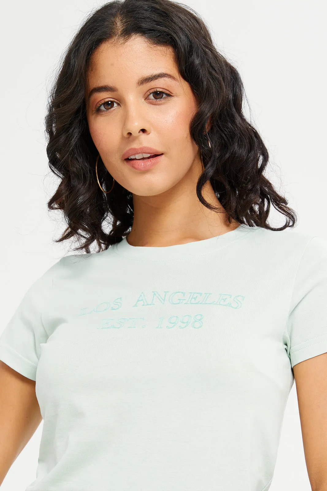 Women Mint Los Angeles Printed T-Shirt