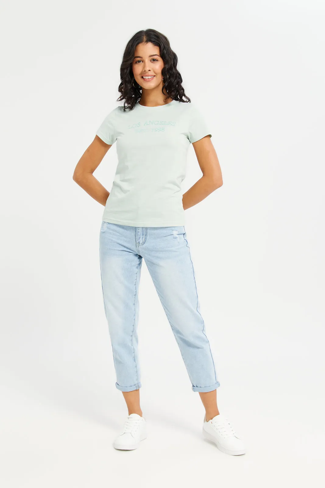 Women Mint Los Angeles Printed T-Shirt