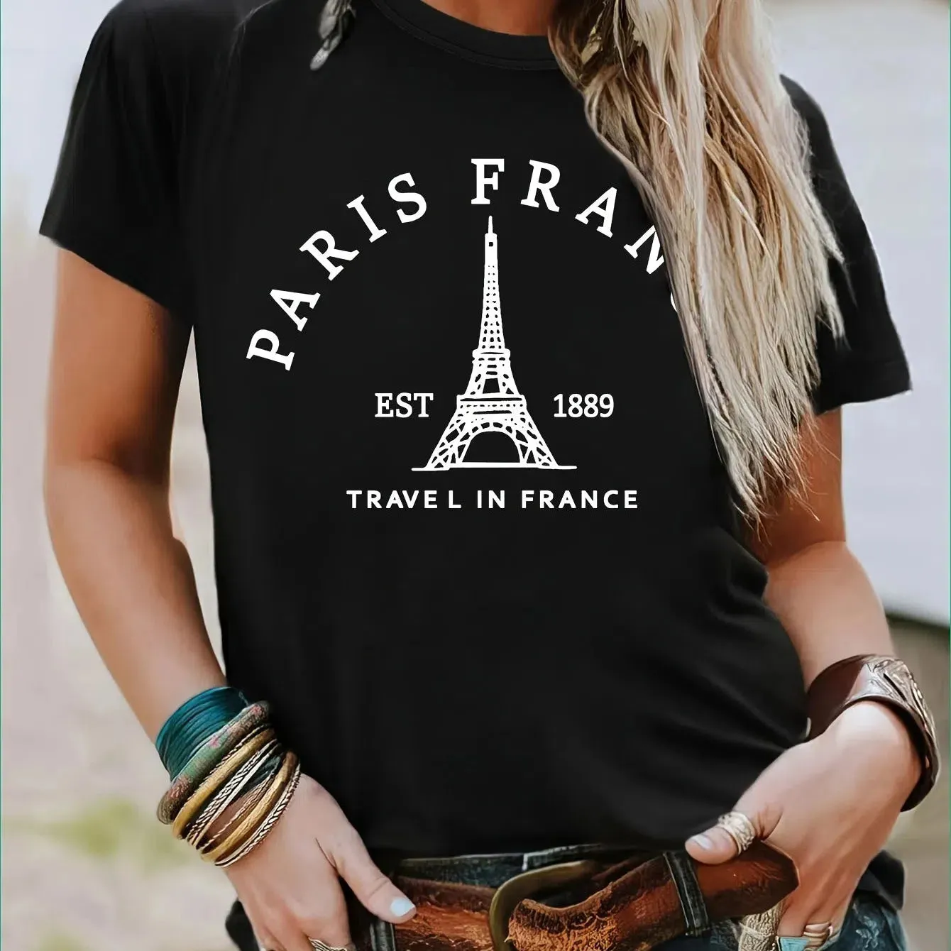 Womens Trendy Letter Print T-Shirt for Effortless Style