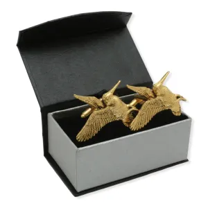 Woodcock In Flight Luxury Gold Plated 22ct Cufflinks Gift Boxed