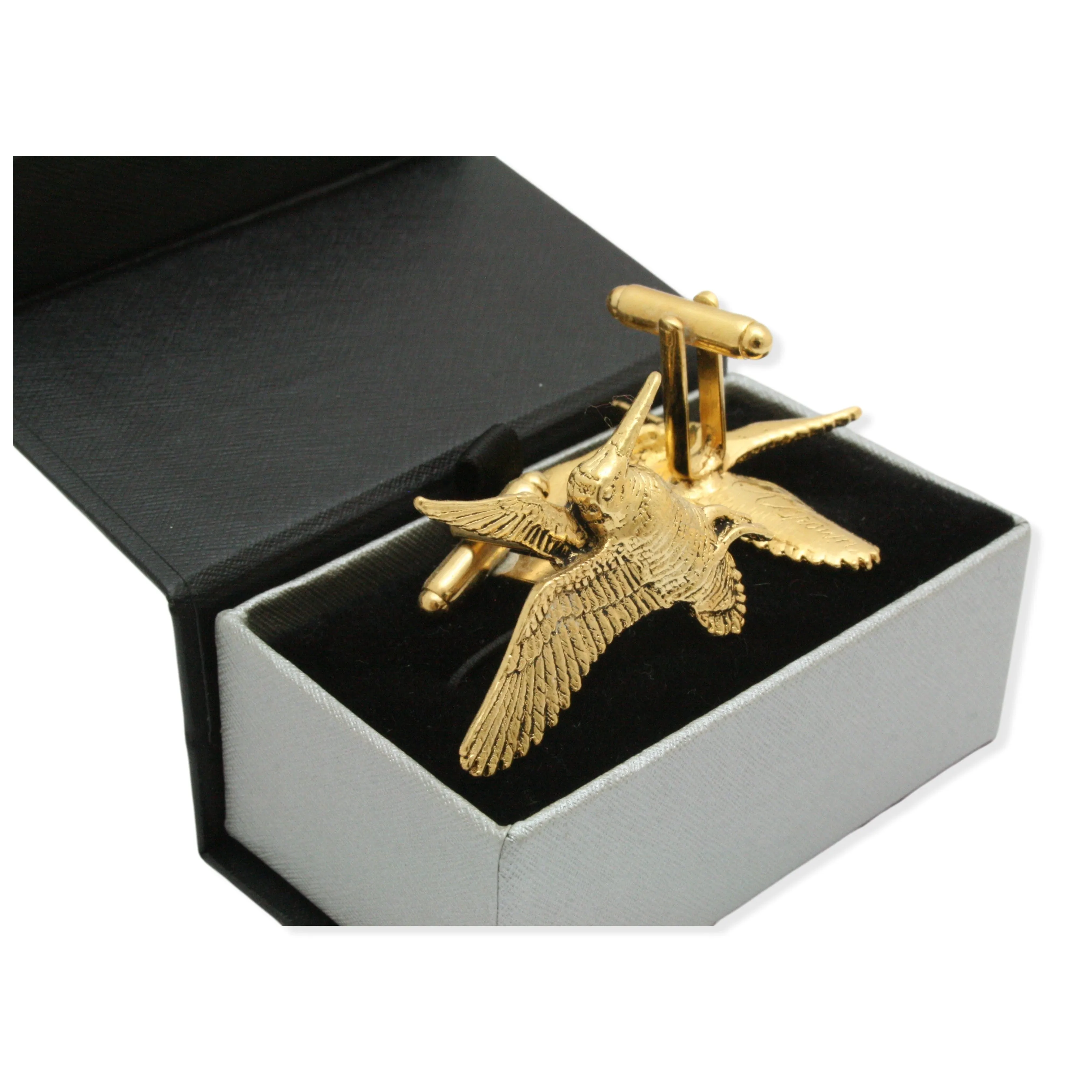 Woodcock In Flight Luxury Gold Plated 22ct Cufflinks Gift Boxed