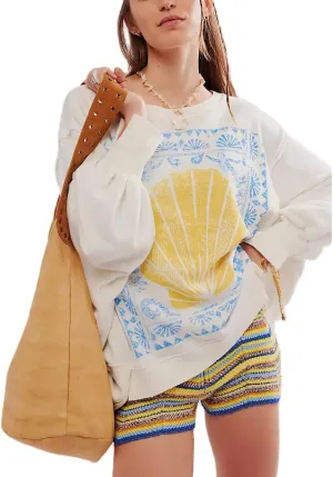 Y2k Oversized Sweatshirt for Women Crewneck Graphic Sweatshirts Long Sleeve Drop Shoulder Preppy Shirts Pullover Tops