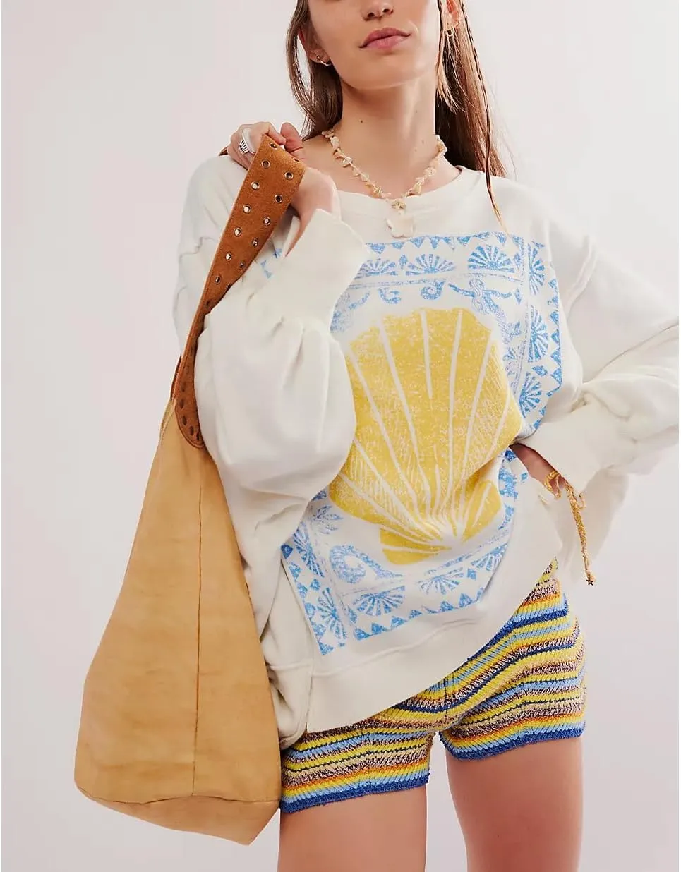 Y2k Oversized Sweatshirt for Women Crewneck Graphic Sweatshirts Long Sleeve Drop Shoulder Preppy Shirts Pullover Tops