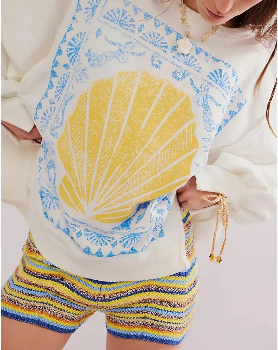 Y2k Oversized Sweatshirt for Women Crewneck Graphic Sweatshirts Long Sleeve Drop Shoulder Preppy Shirts Pullover Tops