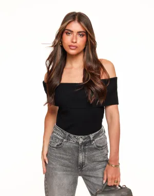 Zwarte Mouwloze Off Shoulder - Top